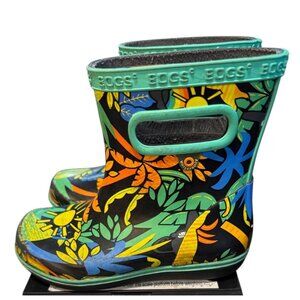 Bogs Kids Skipper II Jungle Rain Boots Size 9 US Euro 25 Waterproof With Handles